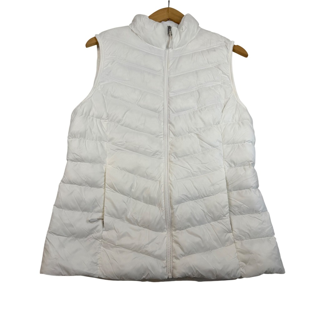 32 Degrees Heat Womens Puffer Vest White Quilted Full Zip Sleeveless Small
